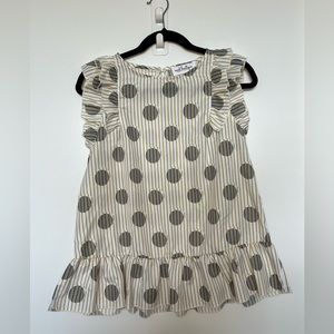 Mod Boutique Poke - A - Dot Ruffle Top, size S